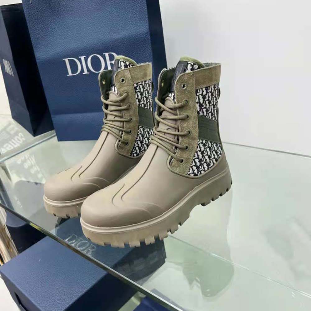 Dior Men Garden Lace-up Boot Beige and Black Dior Oblique Jacquard and Brown Rubber - image 4