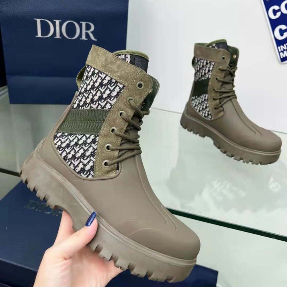 Dior Men Garden Lace-up Boot Beige and Black Dior Oblique Jacquard and Brown Rubber - image 7