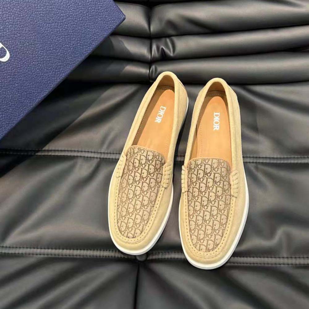 Top view showing soft suede and slip-on design of Dior Men Granville Loafer