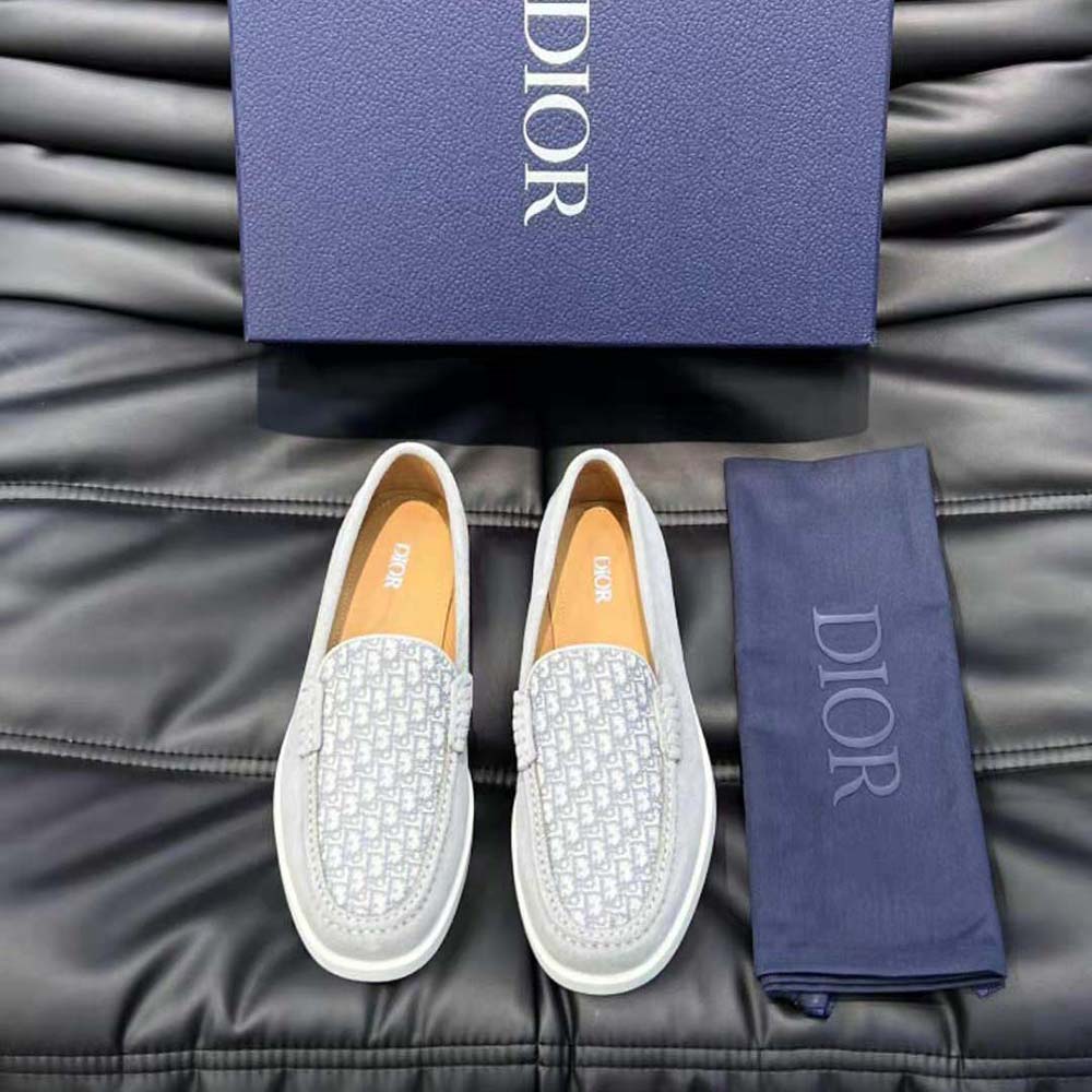 Top view showcasing gray suede and loafer silhouette on Dior Men Granville Loafer