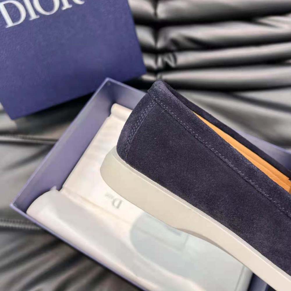 Dior Men Granville Loafer Navy Blue Suede with Beige and Black Dior Oblique Jacquard - image 9