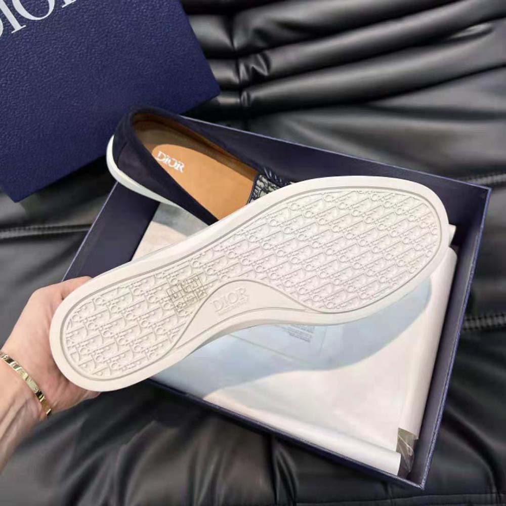 Dior Men Granville Loafer Navy Blue Suede with Beige and Black Dior Oblique Jacquard - image 10