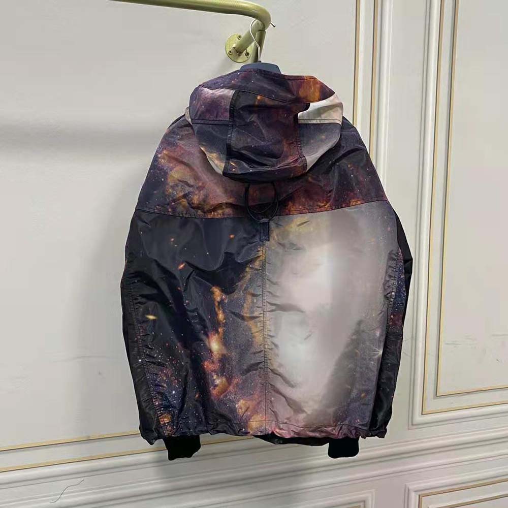 Side profile showing silhouette of Dior Men Hooded Blouson Multicolor Technical Fabric