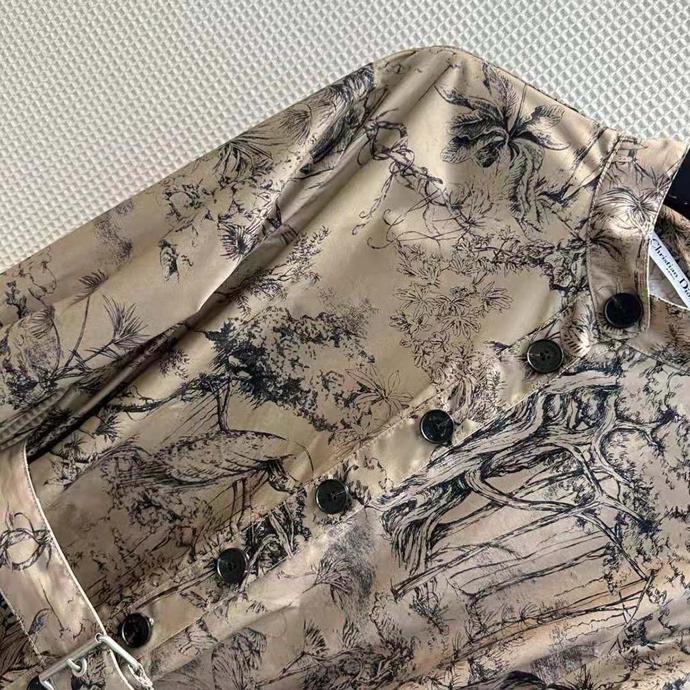 Dior Women Belted Shirt Dress Beige Cotton Gabardine with Toile de Jouy Voyage Motif - image 9