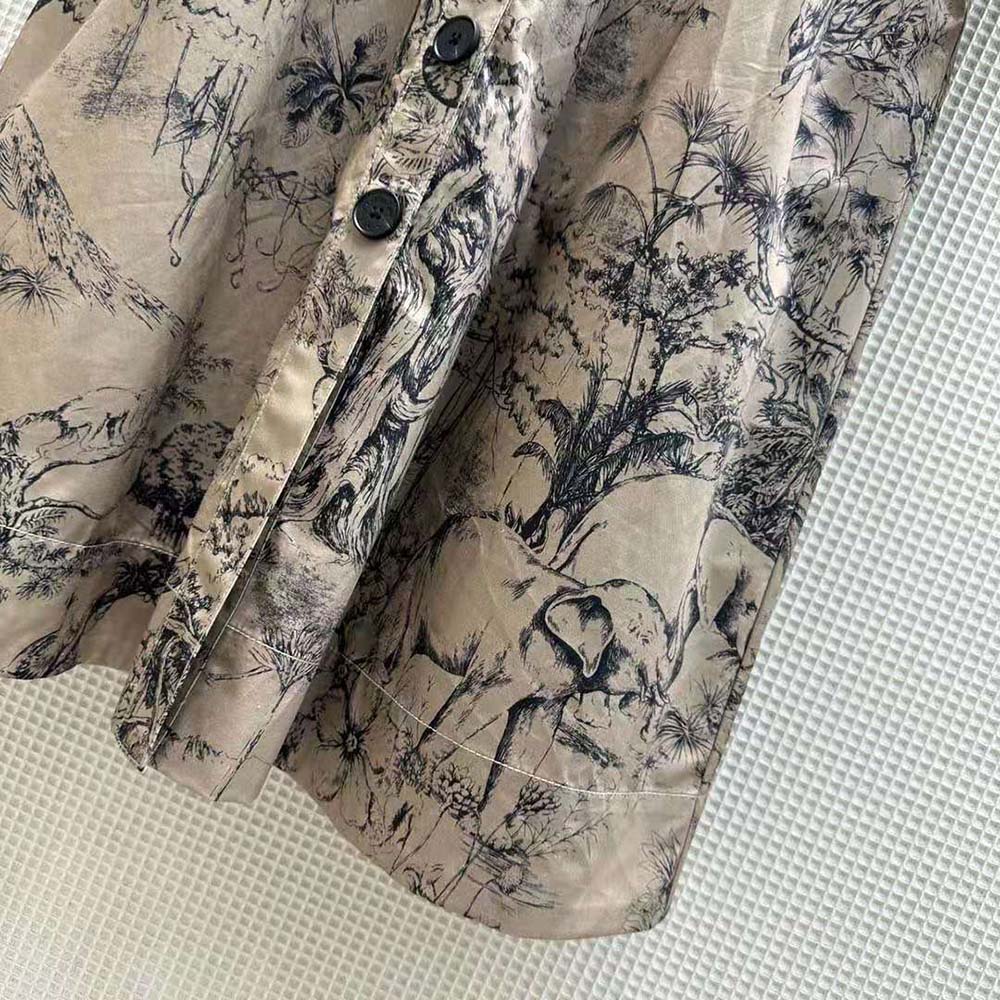 Dior Women Belted Shirt Dress Beige Cotton Gabardine with Toile de Jouy Voyage Motif - image 7