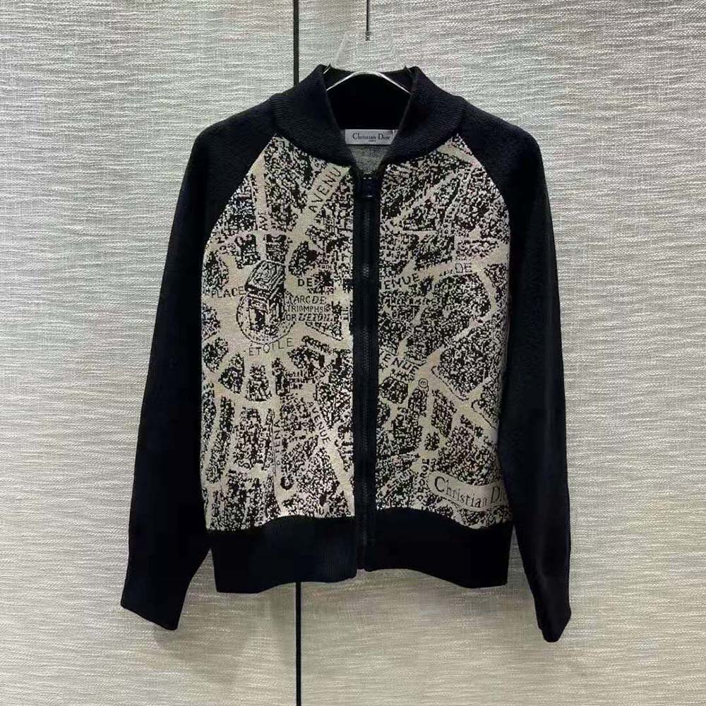 Close-up detail of Plan de Paris motif on Dior Women Bomber Jacket