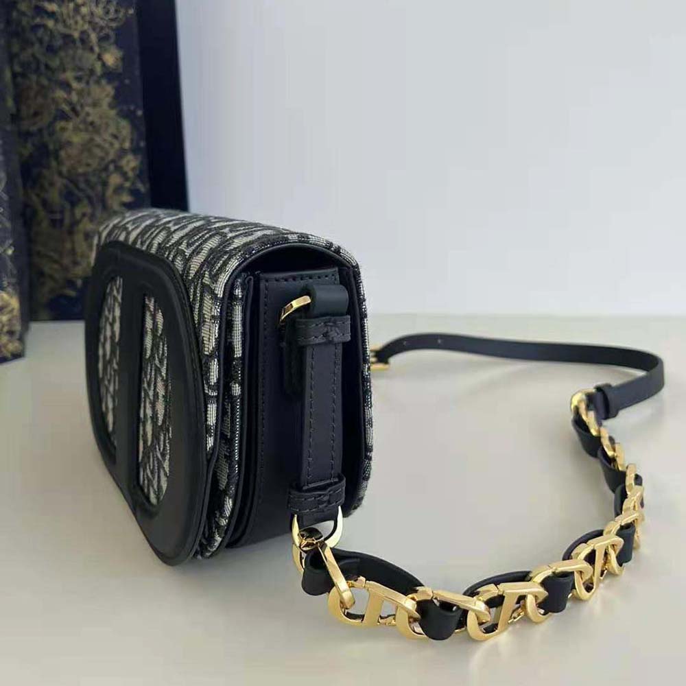 Dior Women CD Signature Bag with Strap Blue Dior Oblique Jacquard - image 6