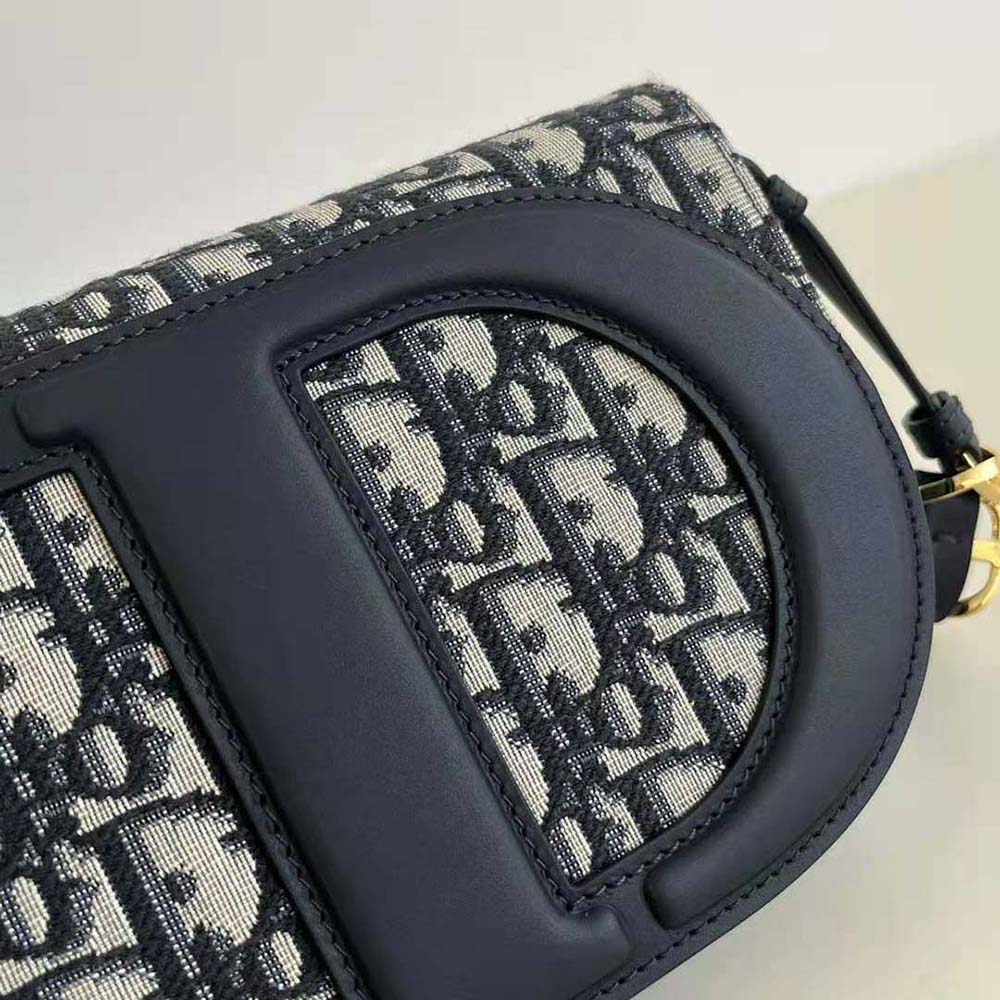 Dior Women CD Signature Bag with Strap Blue Dior Oblique Jacquard - image 7