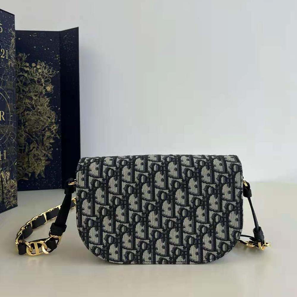 Dior Women CD Signature Bag with Strap Blue Dior Oblique Jacquard - image 4