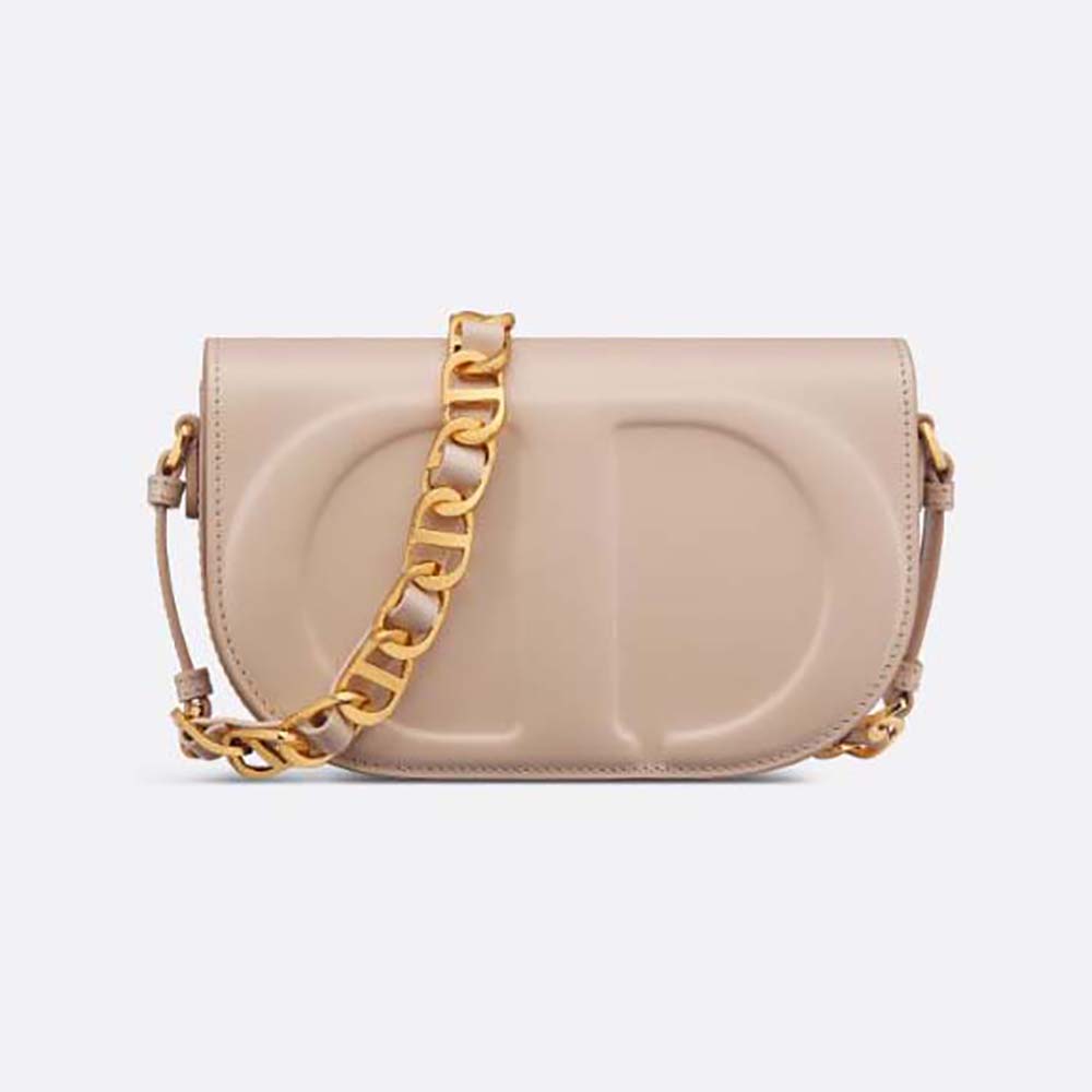 Front view of Dior Women CD Signature Bag with Strap Caramel Beige