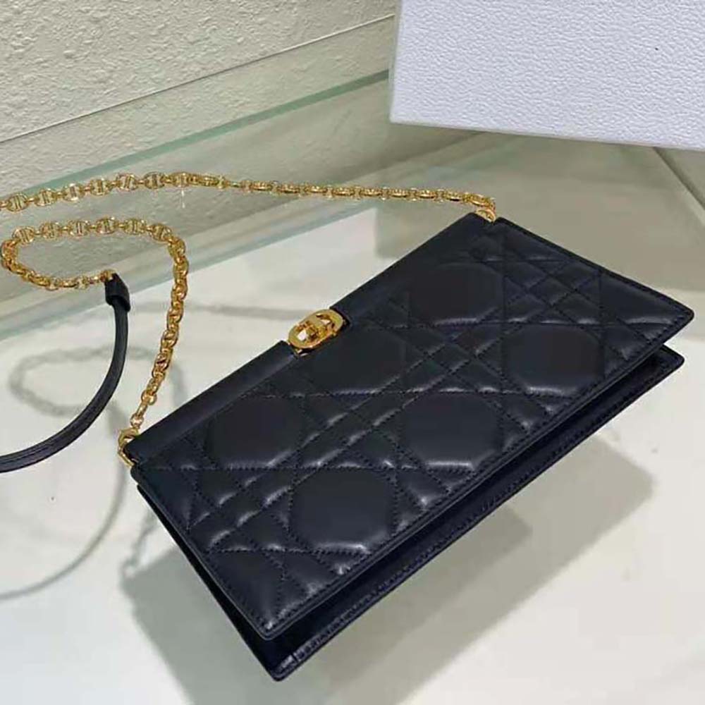 Dior Women Dior Caro Colle Noire Clutch with Chain Black Cannage Lambskin - image 6