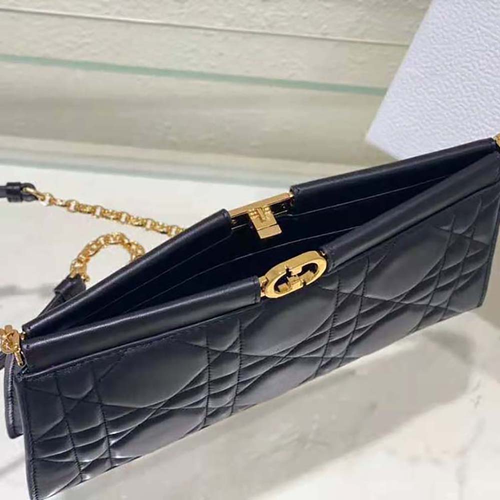 Dior Women Dior Caro Colle Noire Clutch with Chain Black Cannage Lambskin - image 5