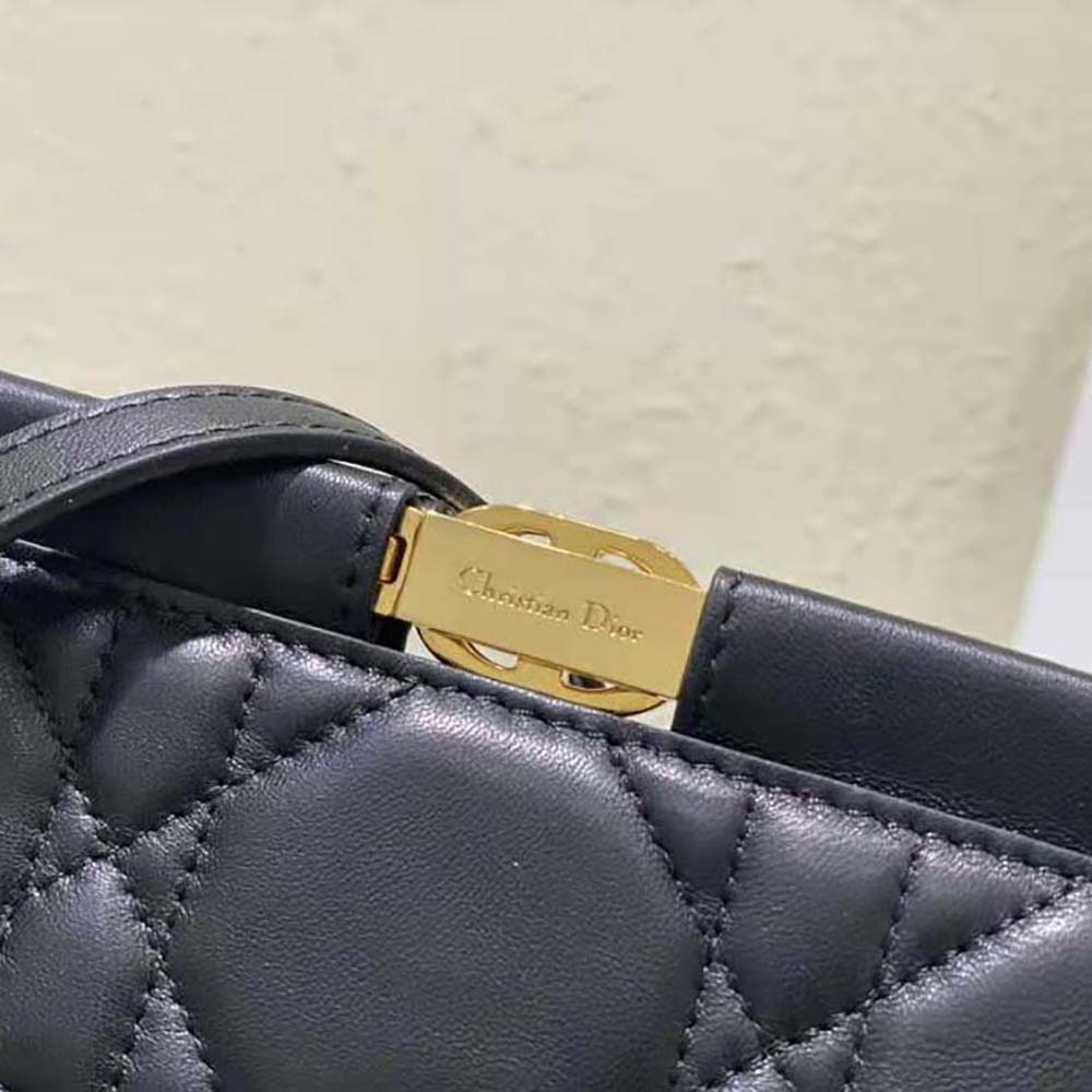 Dior Women Dior Caro Colle Noire Clutch with Chain Black Cannage Lambskin - image 8