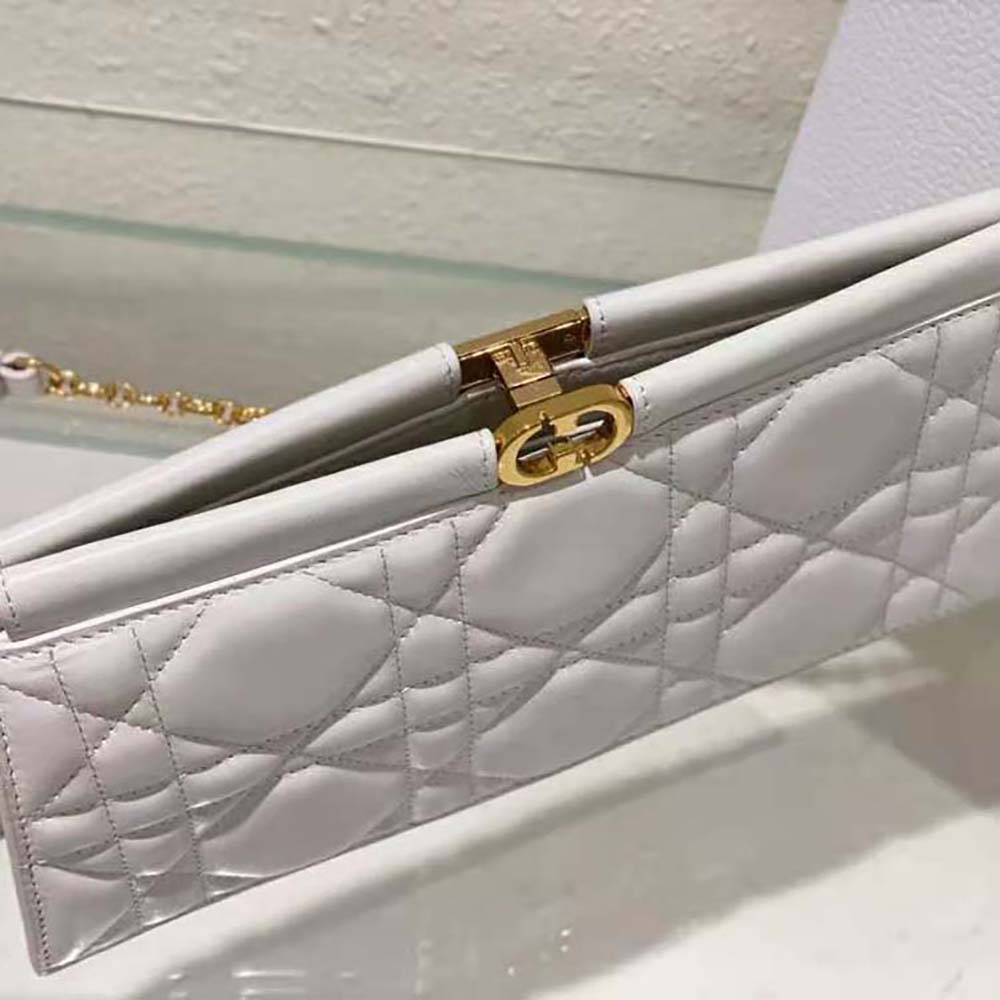 Dior Women Dior Caro Colle Noire Clutch with Chain Latte Cannage Lambskin - image 6
