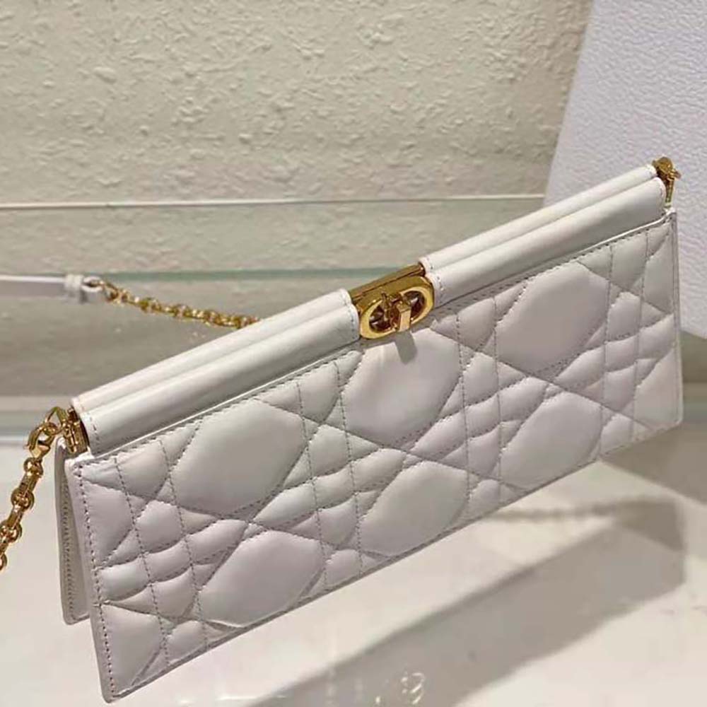 Dior Women Dior Caro Colle Noire Clutch with Chain Latte Cannage Lambskin - image 7