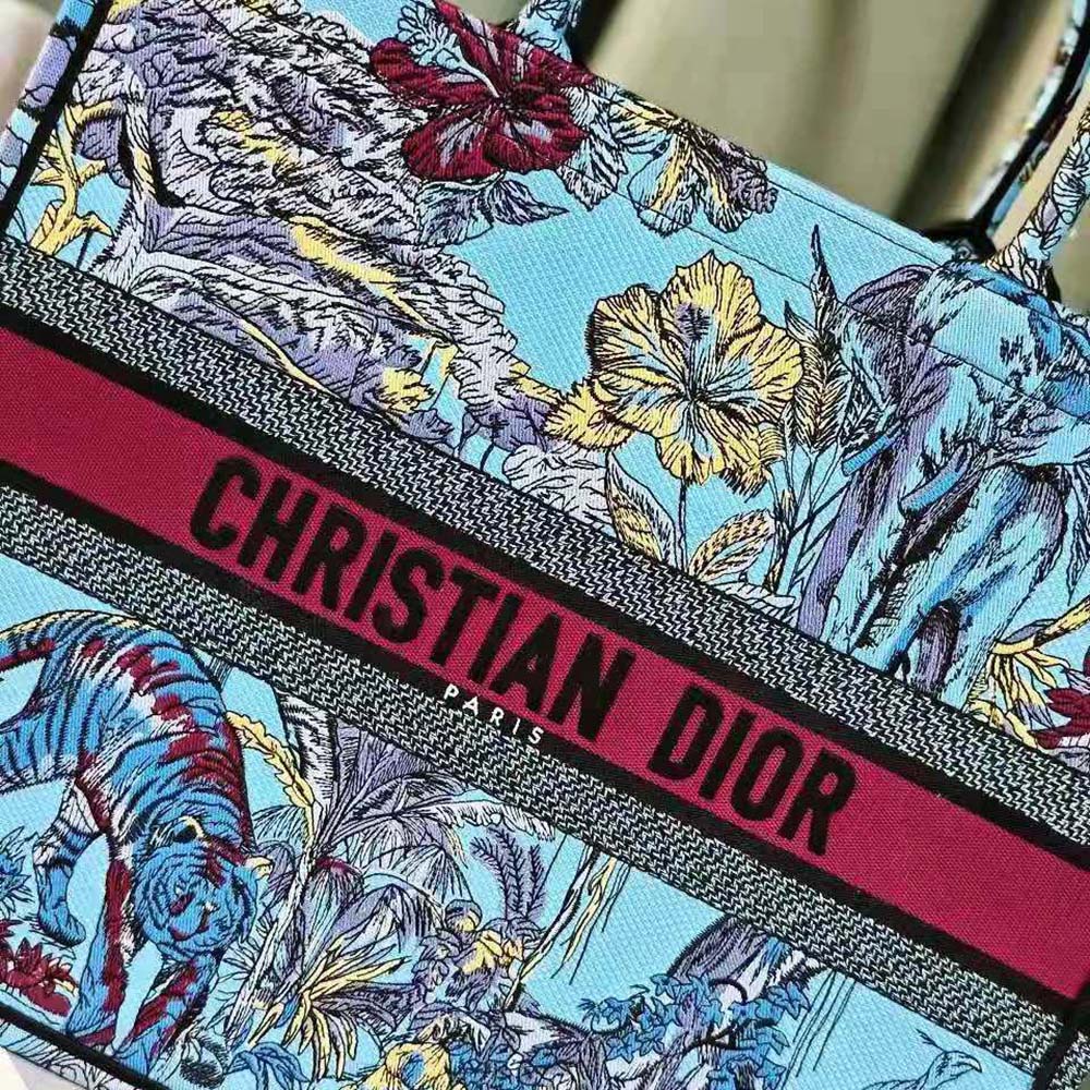 Dior Women Large Dior Book Tote Celestial Blue Multicolor Toile de Jouy Voyage Embroidery - image 8