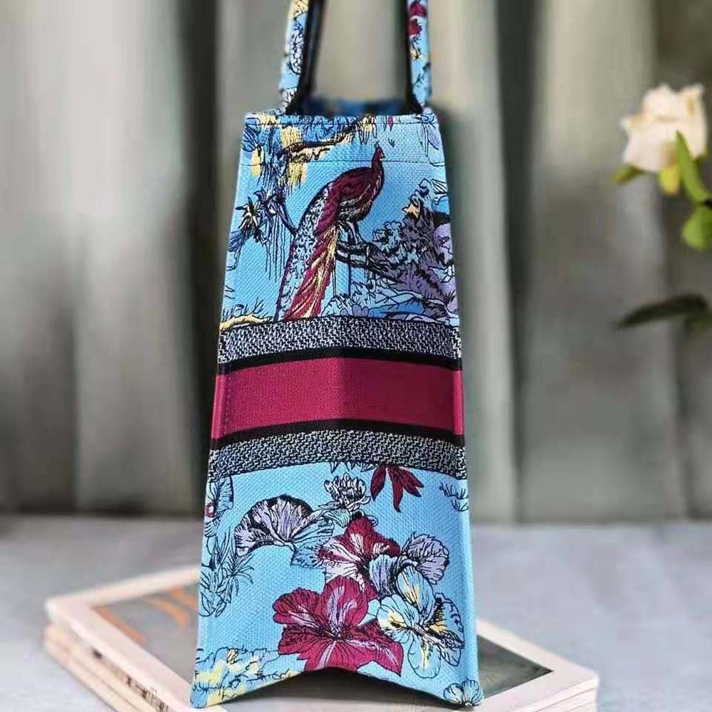 Dior Women Large Dior Book Tote Celestial Blue Multicolor Toile de Jouy Voyage Embroidery - image 5