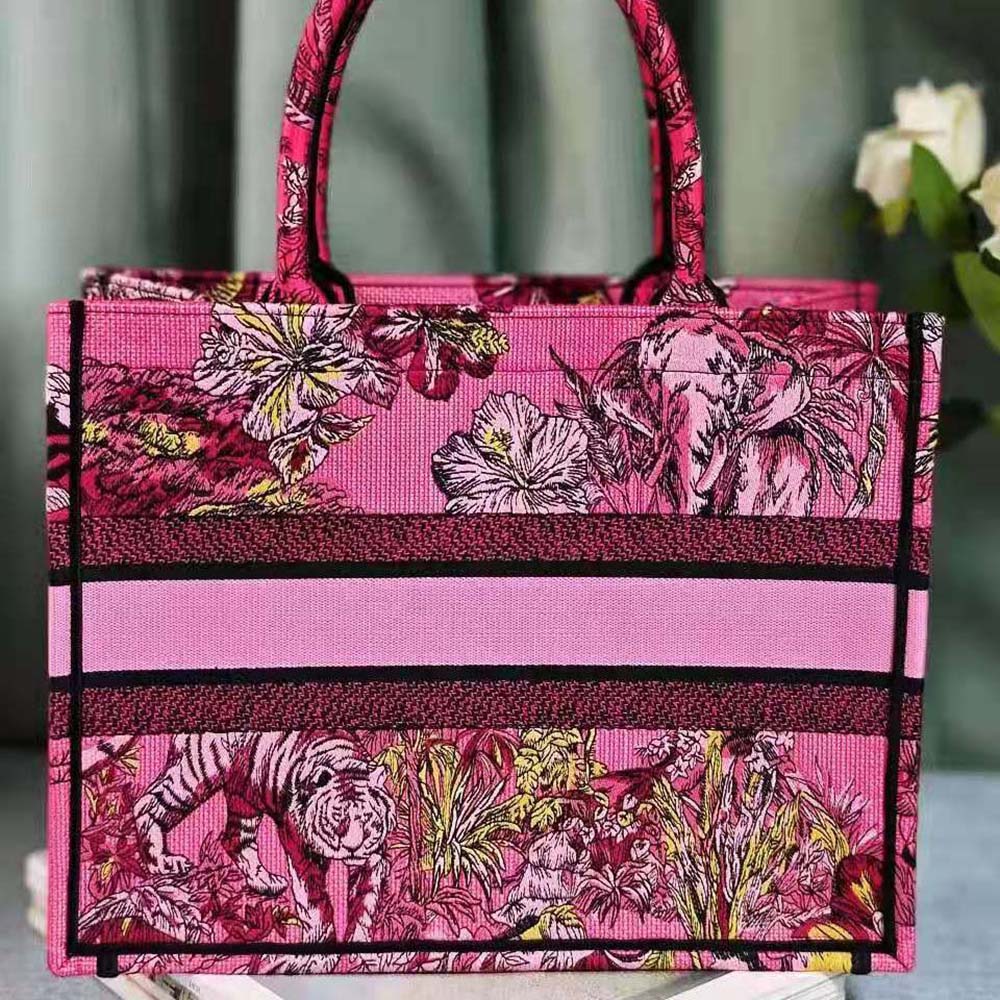 Dior Women Medium Dior Book Tote Fuchsia Multicolor Toile de Jouy Voyage Embroidery - image 4