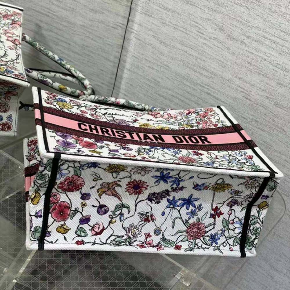 Dior Women Medium Dior Book Tote White Multicolor Florilegio Embroidery - image 5