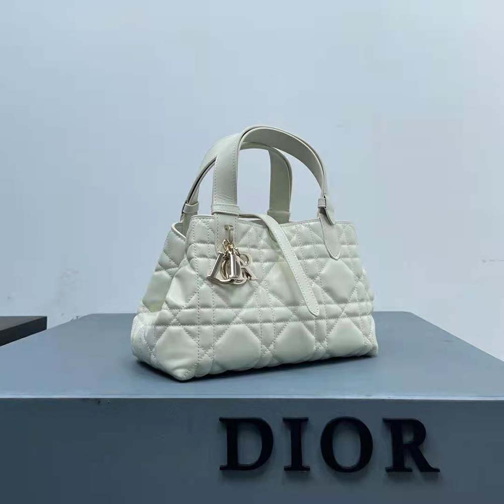 Dior Women Small Dior Toujours Bag Latte Macrocannage Calfskin - image 4