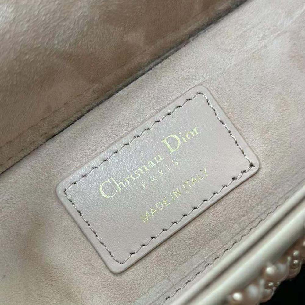 Dior Women Small Lady D-joy Bag Rose Des Vents Cannage Calfskin Embroidered with Resin Pearls - image 10