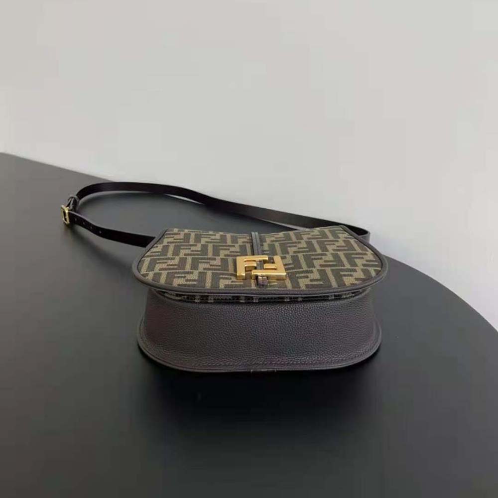 Fendi Women C’mon Medium Brown FF Jacquard Fabric and Leather Bag - image 5