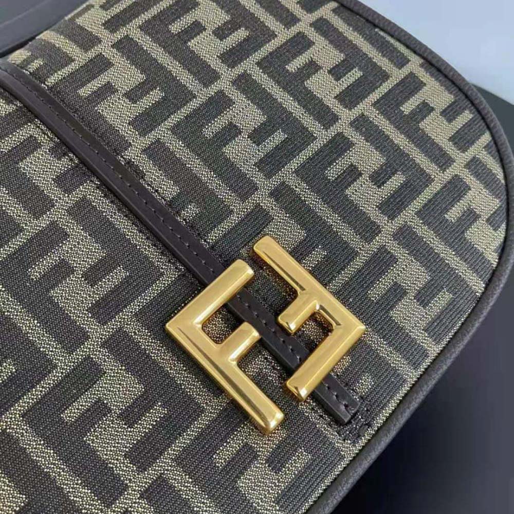 Fendi Women C’mon Medium Brown FF Jacquard Fabric and Leather Bag - image 7