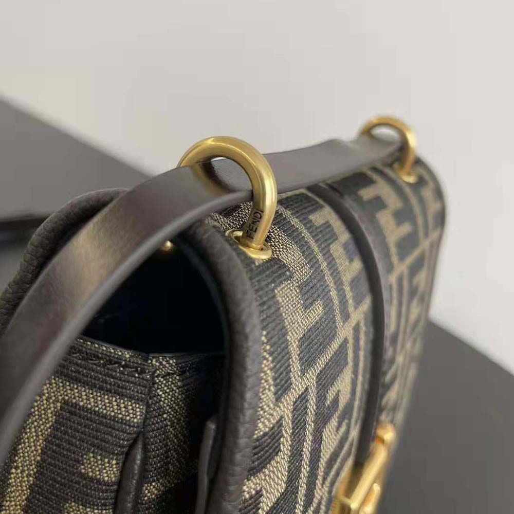 Fendi Women C’mon Small Brown FF Jacquard Fabric Bag - image 8