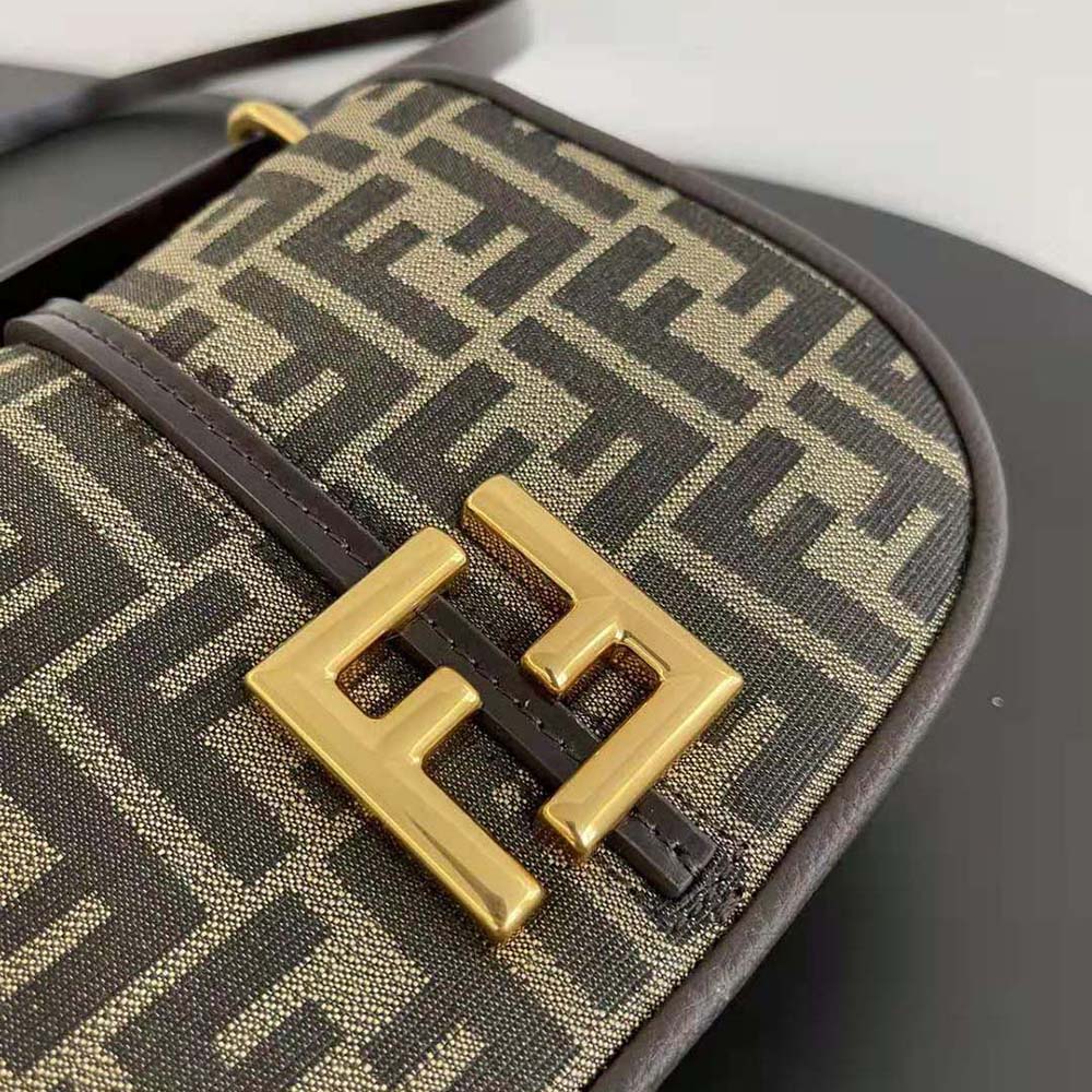 Fendi Women C’mon Small Brown FF Jacquard Fabric Bag - image 7
