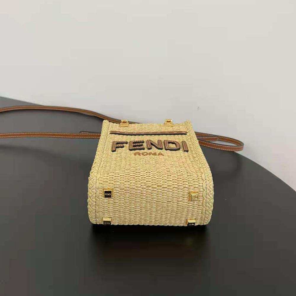Fendi Women Mini Sunshine Shopper Natural Straw Mini-Bag - image 5