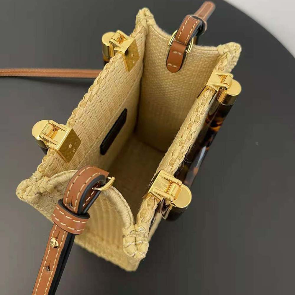 Fendi Women Mini Sunshine Shopper Natural Straw Mini-Bag - image 6