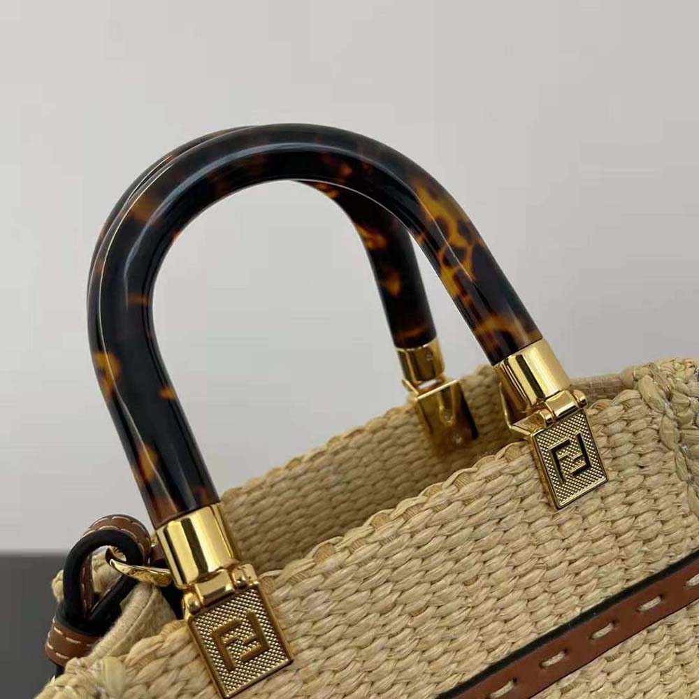 Fendi Women Mini Sunshine Shopper Natural Straw Mini-Bag - image 7
