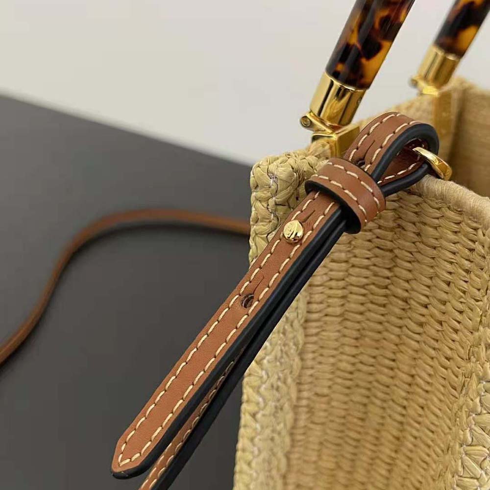 Fendi Women Mini Sunshine Shopper Natural Straw Mini-Bag - image 8