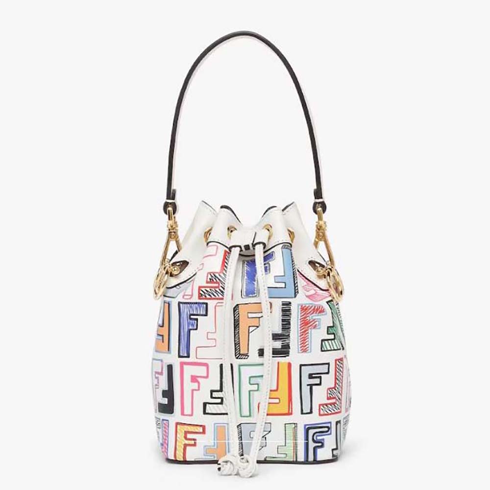 Front view of Fendi Women Mon Tresor Chinese Valentine’s Day Limited Edition Mini-bag white leather