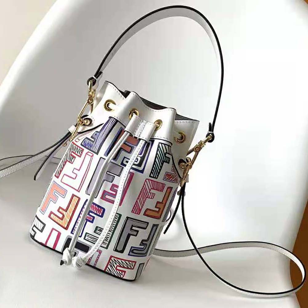 Side profile showing smooth leather and adjustable strap of Fendi Women Mon Tresor Chinese Valentine’s Day Limited Edition Mini-bag