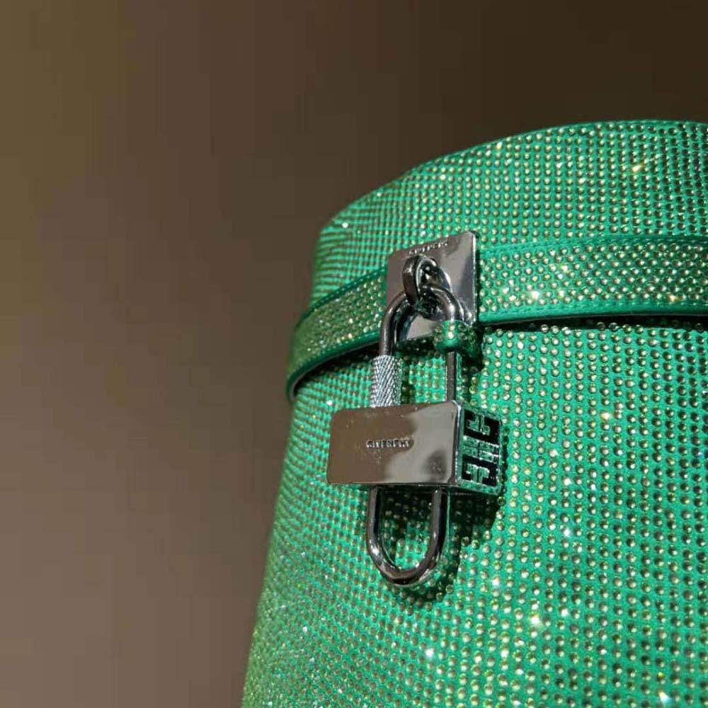 Givenchy Women Shark Lock Boots in Satin with Strass-Green - image 7
