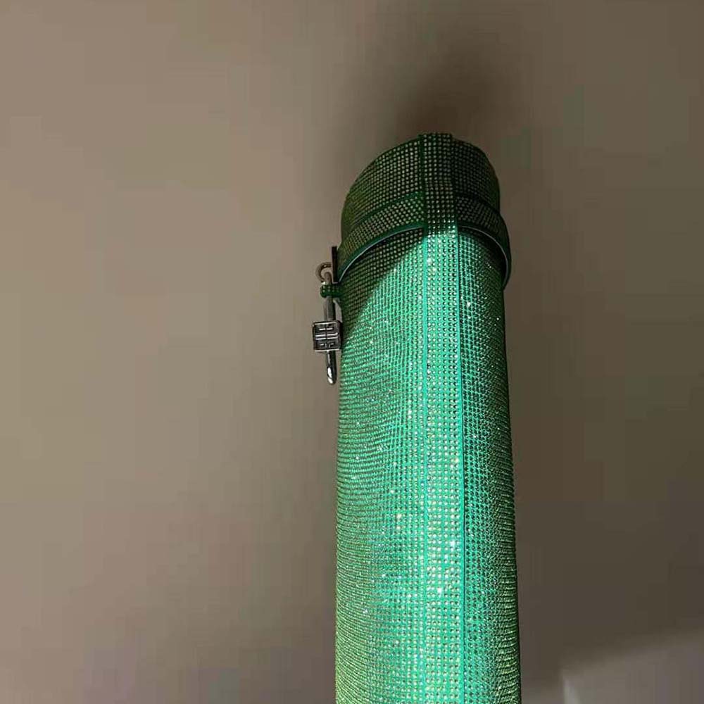 Givenchy Women Shark Lock Boots in Satin with Strass-Green - image 9