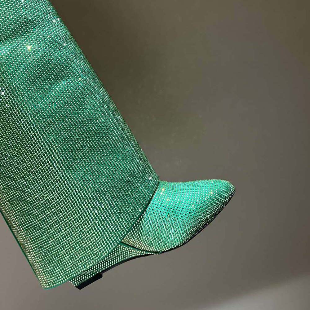Givenchy Women Shark Lock Boots in Satin with Strass-Green - image 8