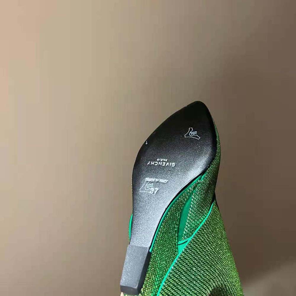 Givenchy Women Shark Lock Boots in Satin with Strass-Green - image 10