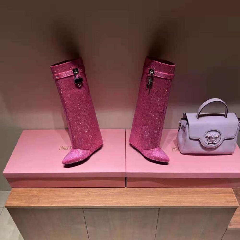 Close-up of Shark Lock hardware on Givenchy Women Shark Lock Boots