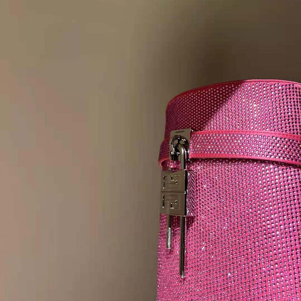 Givenchy Women Shark Lock Boots in Satin with Strass-Pink - image 7