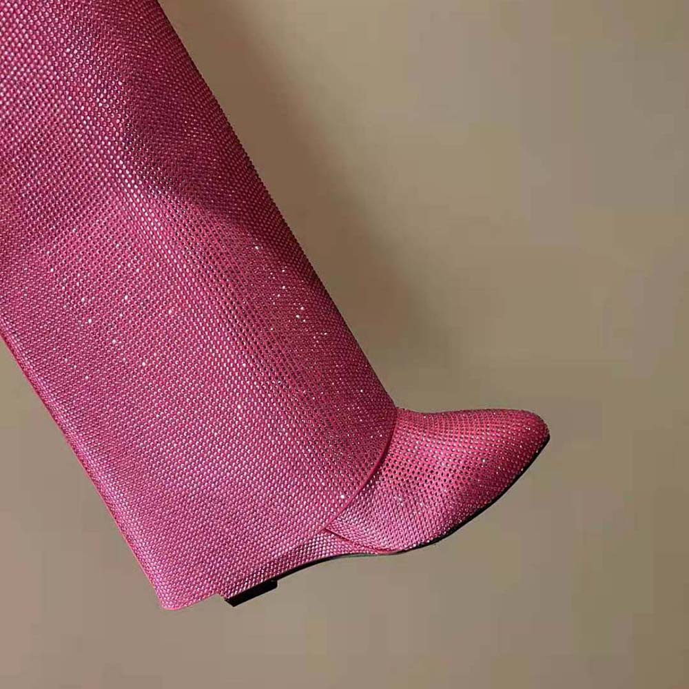 Givenchy Women Shark Lock Boots in Satin with Strass-Pink - image 8