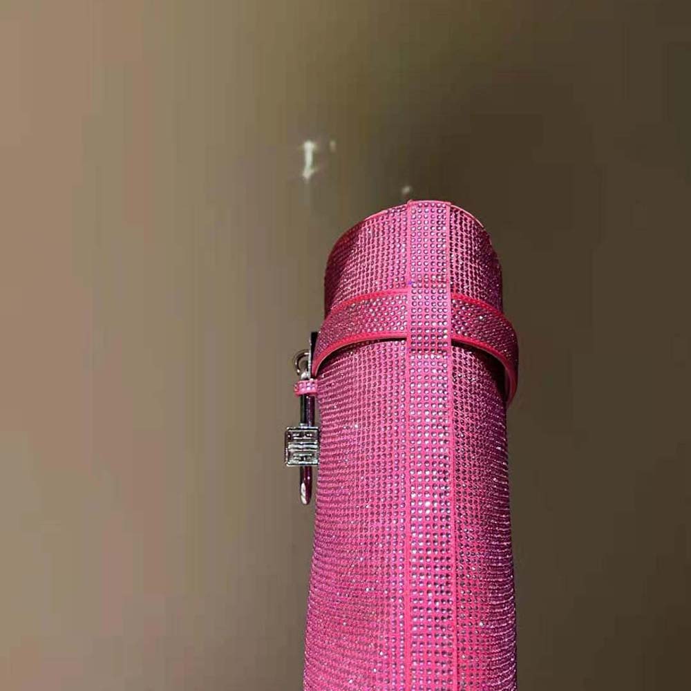 Givenchy Women Shark Lock Boots in Satin with Strass-Pink - image 5