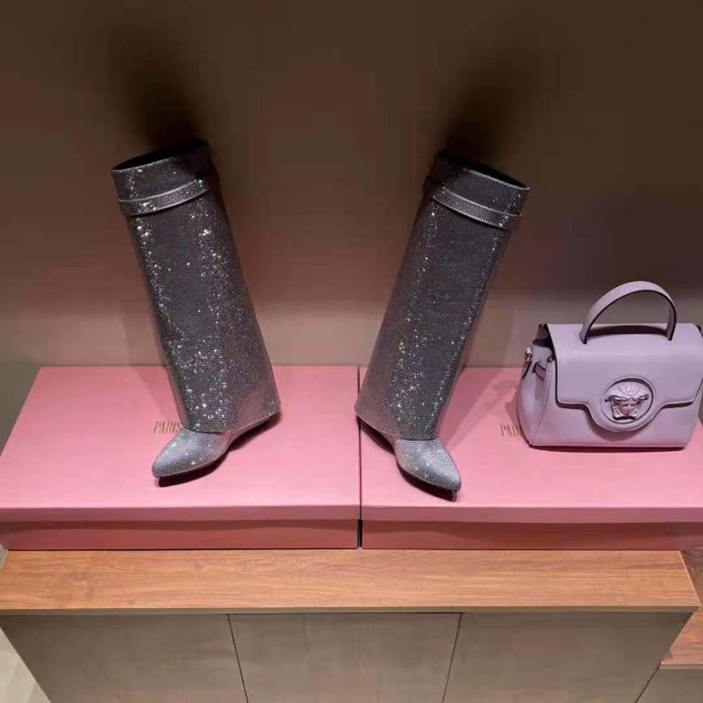 Close-up of Shark Lock hardware on Givenchy Women Shark Lock Boots