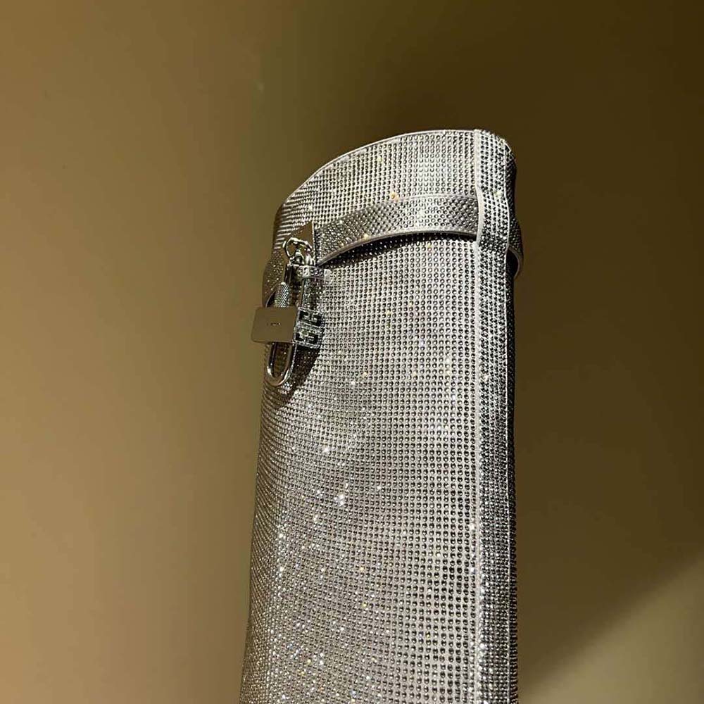 Givenchy Women Shark Lock Boots in Satin with Strass-Silver - image 9