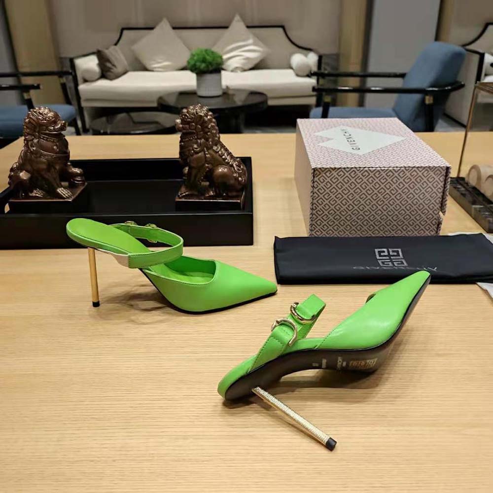 Givenchy Women Voyou Slingbacks in Leather-Green - image 10