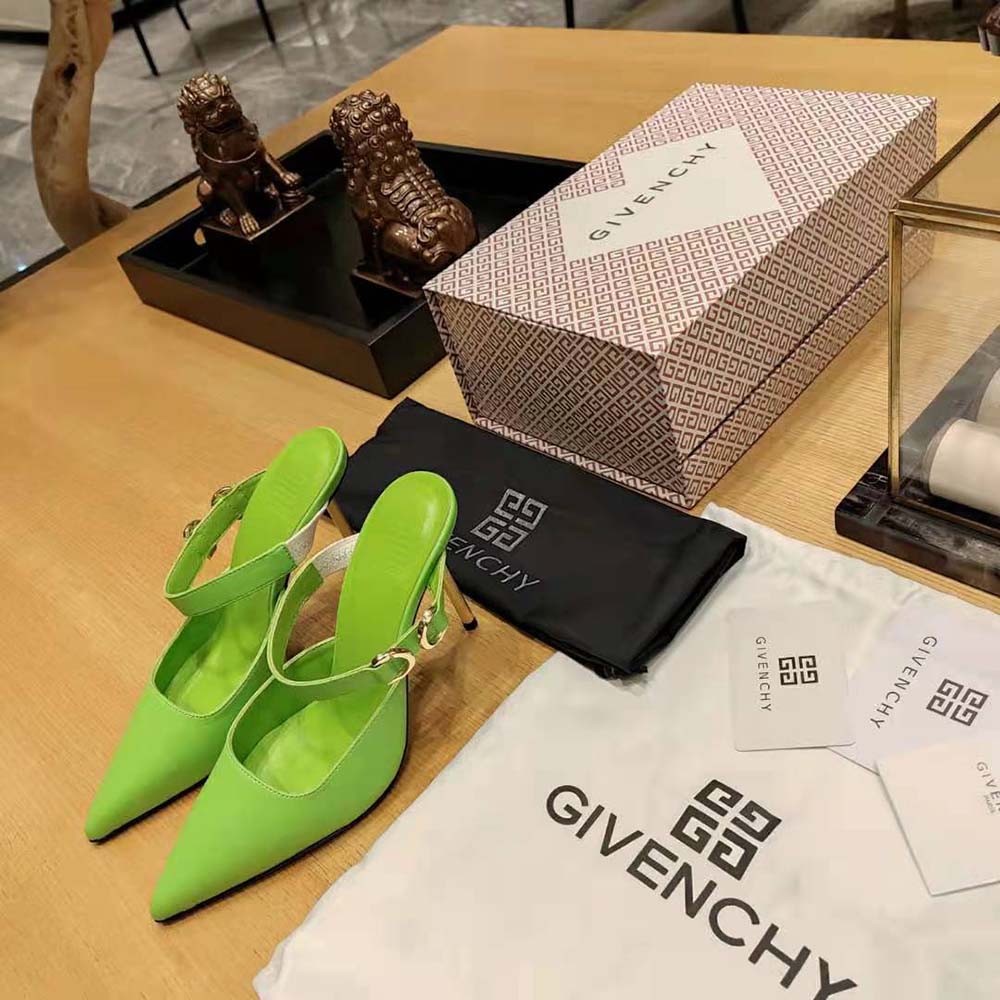 Givenchy Women Voyou Slingbacks in Leather-Green - image 5