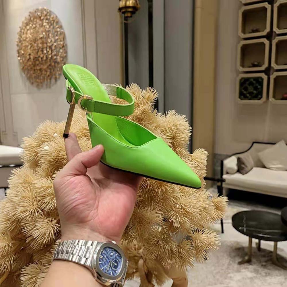 Givenchy Women Voyou Slingbacks in Leather-Green - image 9