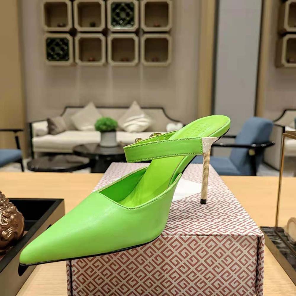 Givenchy Women Voyou Slingbacks in Leather-Green - image 8