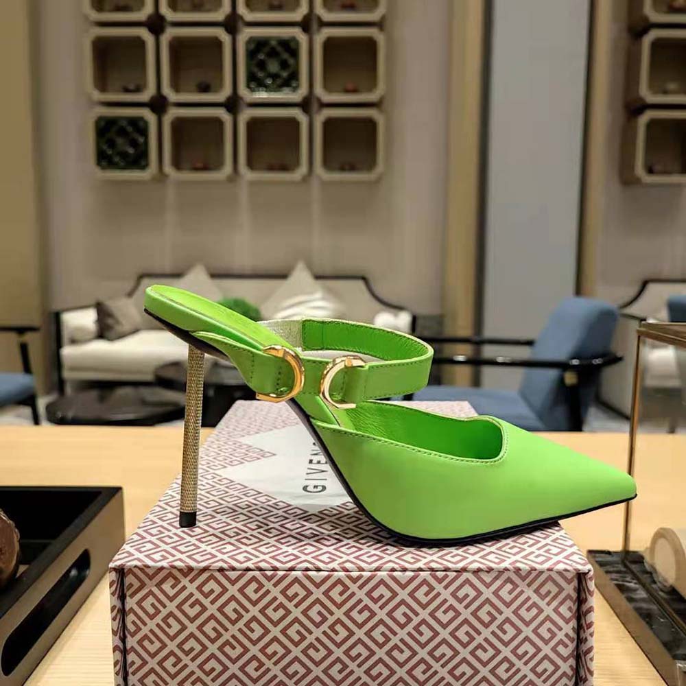 Givenchy Women Voyou Slingbacks in Leather-Green - image 7